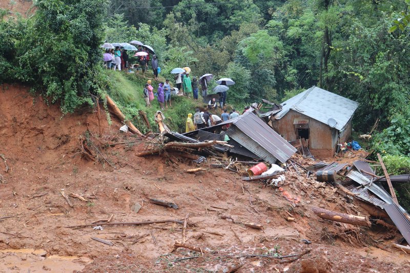 Homes on the Anandaban  Hospital site were destroyed in the landslide