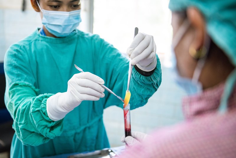 L-PRF treatment being prepared by staff at Anandaban Hospital