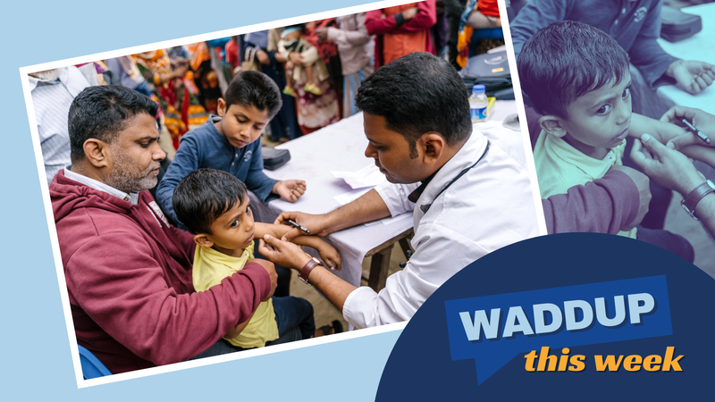 Dr Albert Pobon checks people for the early signs of leprosy at a pop-up skin camp in Dhaka, the capital of Bangladesh